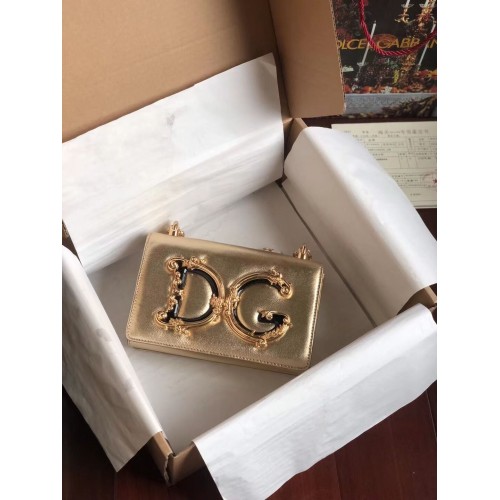 Dolce Gabbana Origianl Leather Shoulder Bag 4006 gold