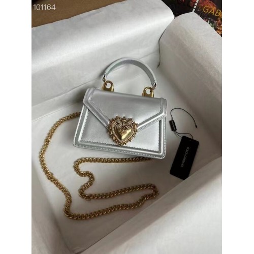 Dolce Gabbana Origianl Leather Shoulder Bag 4011 silver