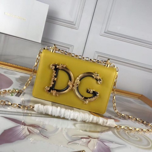 Dolce Gabbana Original Leather Shoulder Bag BB6315 Yellow