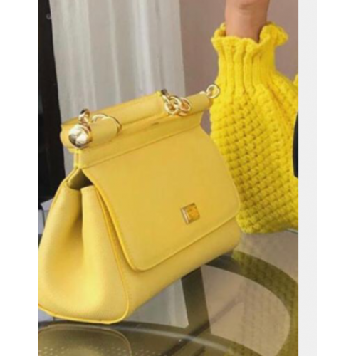 Dolce Gabbana SICILY Bag Calfskin Leather 4139 yellow