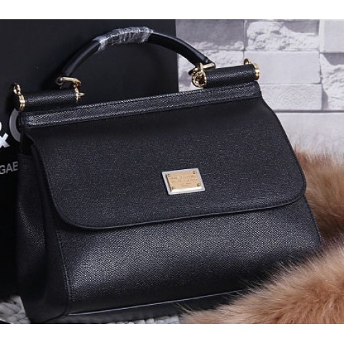 Dolce Gabbana SICILY Calfskin Tote Bag BB4136 Black