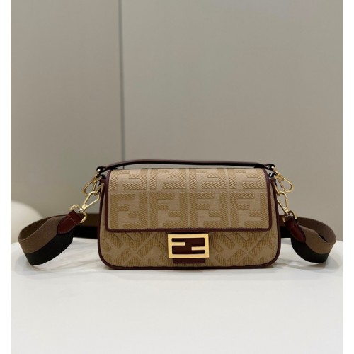 FENDI BAGUETTE CHAIN FF fabric bag 8BR600A brown