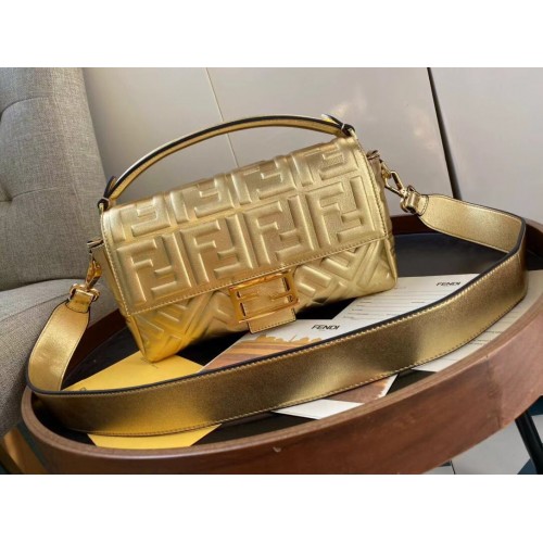 FENDI BAGUETTE large Shoulder Bag 8BR771A Gold