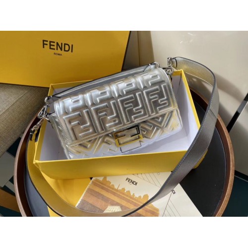 FENDI BAGUETTE large Shoulder Bag 8BR771A Silver