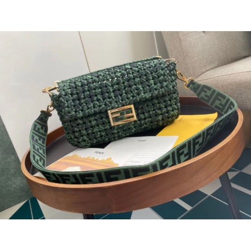 FENDI Baguette Shoulder Bag F0388 Green