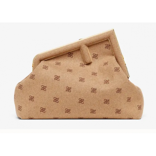 FENDI FIRST MEDIUM flannel bag with embroidery 8BP127A Beige