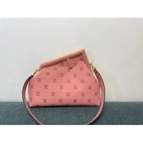 FENDI FIRST MEDIUM flannel bag with embroidery 8BP127A PINK