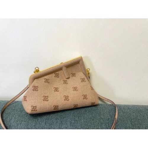 FENDI FIRST SMALL flannel bag with embroidery 8BP129A Beige