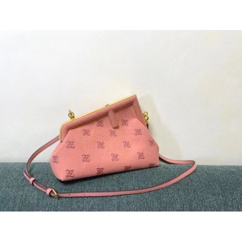 FENDI FIRST SMALL flannel bag with embroidery 8BP129A PINK