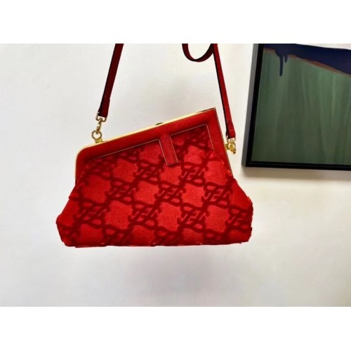 FENDI FIRST small suede bag 8BP129A red