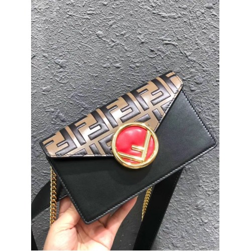 FENDI Kan I Leather Pocket Bag 13163 black