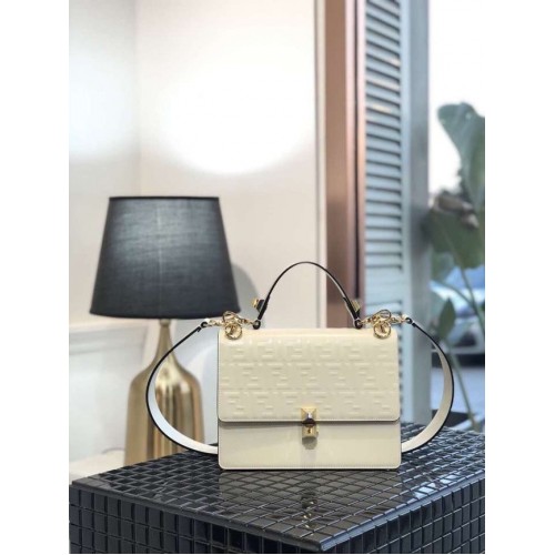 FENDI Kan I Leather Shoulder Bag 8BT283A white