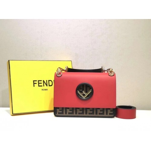 FENDI Kan I Leather Shoulder Bag 8BT284 red
