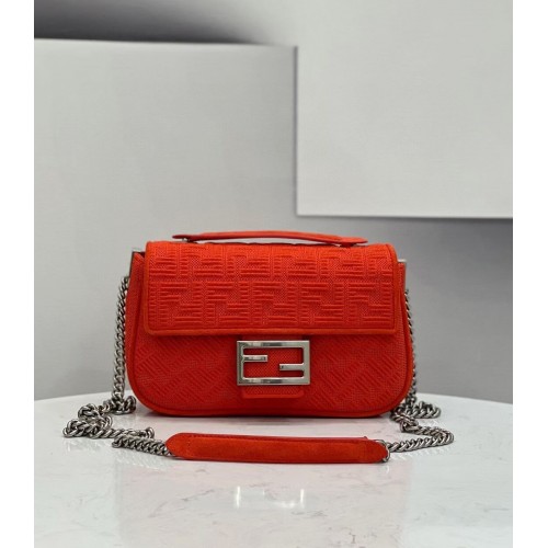 FENDI MIDI BAGUETTE CHAIN FF fabric bag 8BR793 Red