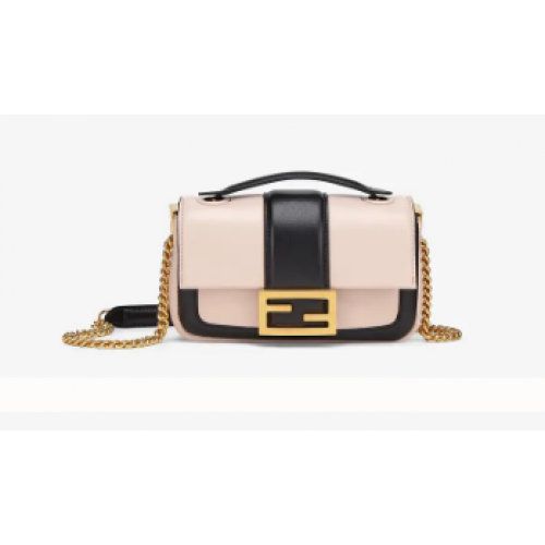 FENDI MINI BAGUETTE CHAIN Pink and black nappa leather bag 8BS045A
