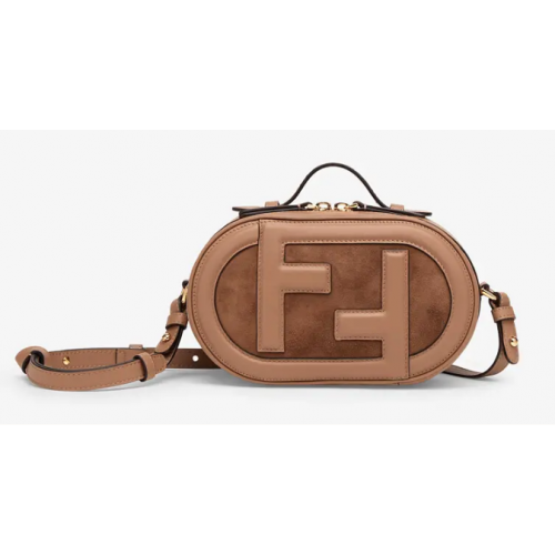 FENDI MINI CAMERA CASE leather and suede mini-bag 8BS058AH Beige