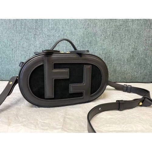 FENDI MINI CAMERA CASE leather and suede mini-bag 8BS058AH black