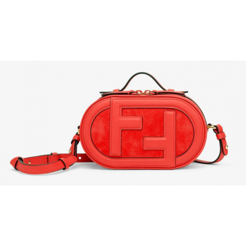 FENDI MINI CAMERA CASE leather and suede mini-bag 8BS058AH red