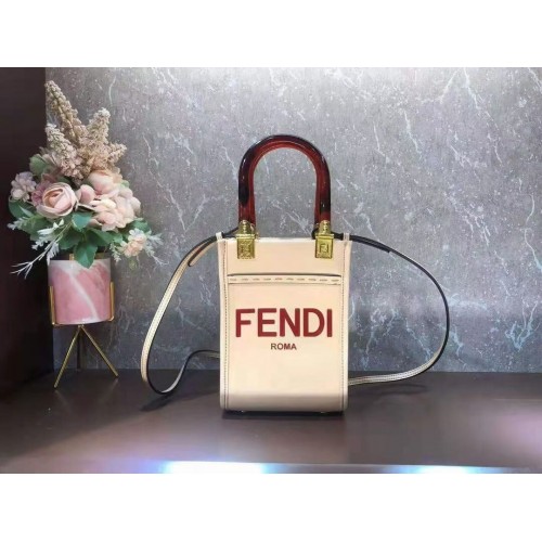FENDI MINI SUNSHINE SHOPPER leather mini-bag 8BS051ABV Beige