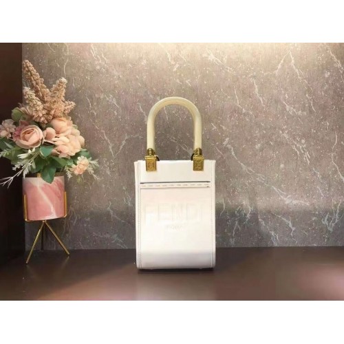 FENDI MINI SUNSHINE SHOPPER leather mini-bag 8BS051ABV beige