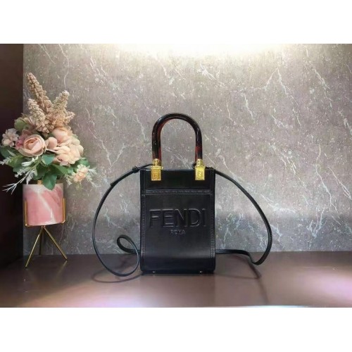 FENDI MINI SUNSHINE SHOPPER leather mini-bag 8BS051ABV black