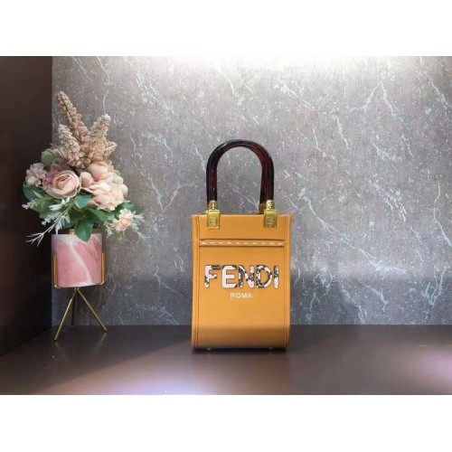 FENDI MINI SUNSHINE SHOPPER leather mini-bag 8BS051ABV orange