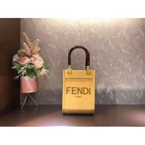 FENDI MINI SUNSHINE SHOPPER leather mini-bag 8BS051ABV yellow