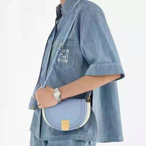 FENDI MOONLIGHT leather bag 8BT346A light blue