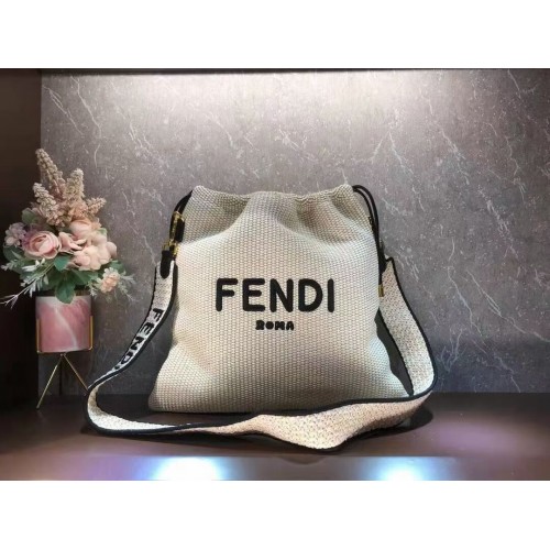 FENDI PACK SMALL POUCH Braided straw Large-bag F1529 beige