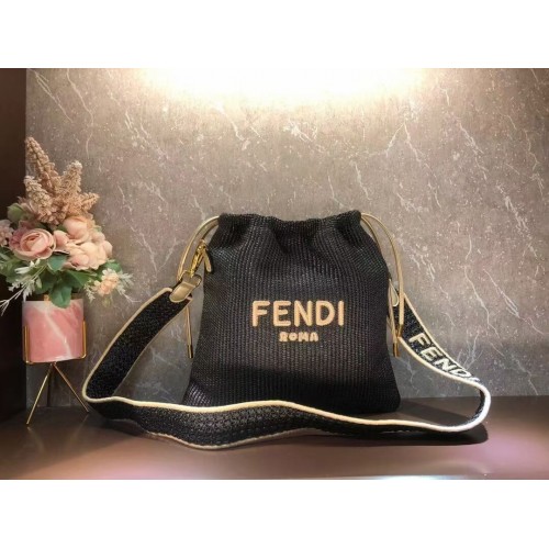 FENDI PACK SMALL POUCH Braided straw small-bag F1529 black