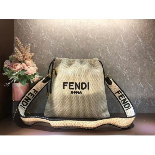 FENDI PACK SMALL POUCH Braided straw small-bag F1529 beige