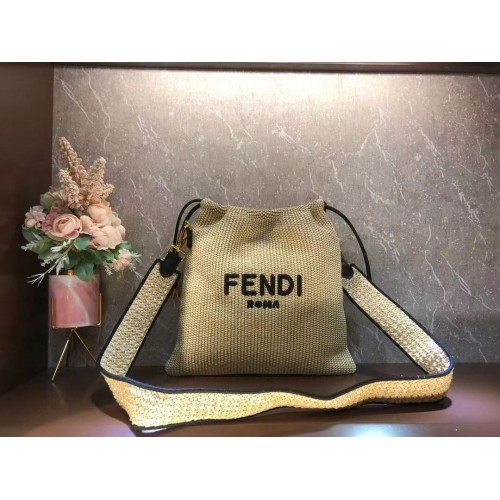 FENDI PACK SMALL POUCH Braided straw small-bag F1529 brown