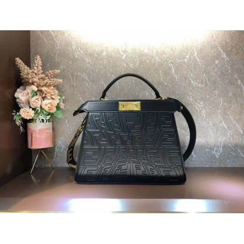FENDI PEEKABOO ICONIC ESSENTIALLY leather bag F1519 black