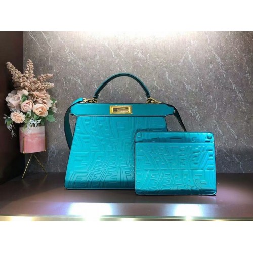 FENDI PEEKABOO ICONIC ESSENTIALLY leather bag F1519 blue