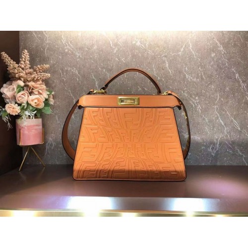 FENDI PEEKABOO ICONIC ESSENTIALLY leather bag F1519 orange