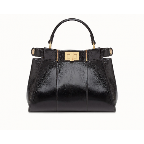 FENDI PEEKABOO ICONIC MINI Black leather bag 8BN244