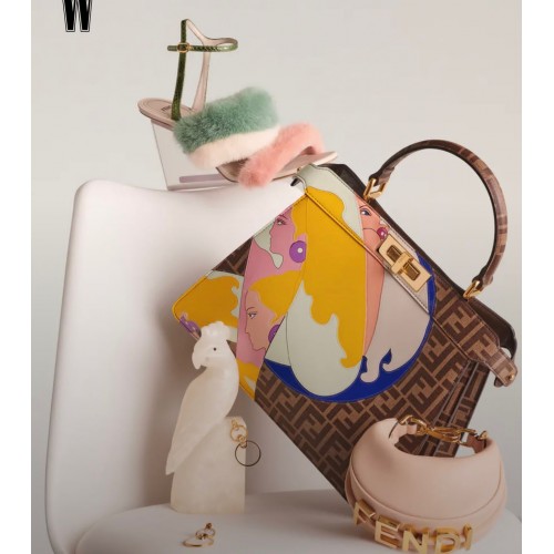 FENDI PEEKABOO ISEEU Original Leather MEDIUM bag 0196 Lady Print