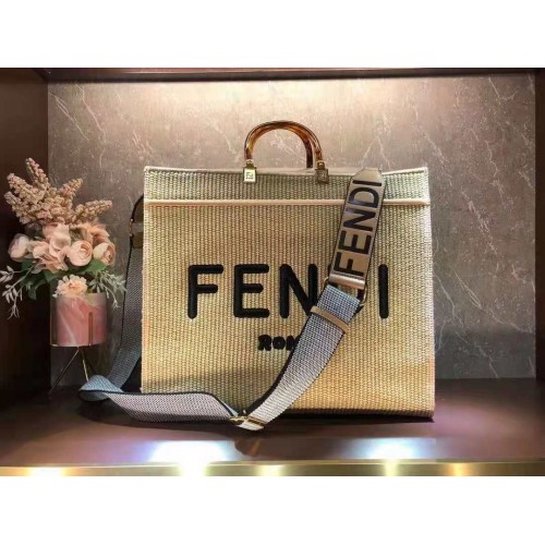 FENDI PEEKABOO X-TOTE FF Weave Bag 8BH376 Brown