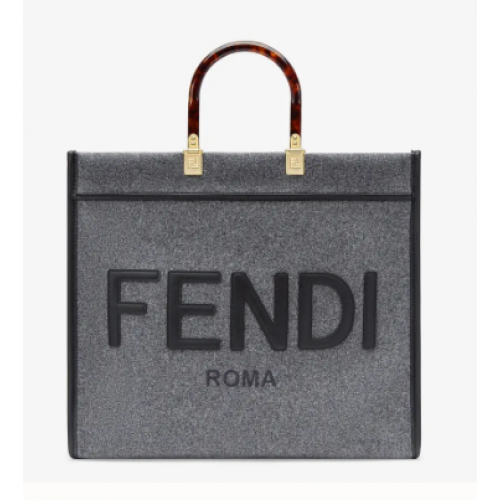 FENDI SUNSHINE LARGE flannel shopper 8BH371 gray