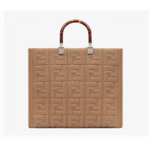 FENDI SUNSHINE MEDIUM FF fabric shopper 8BH386A Beige