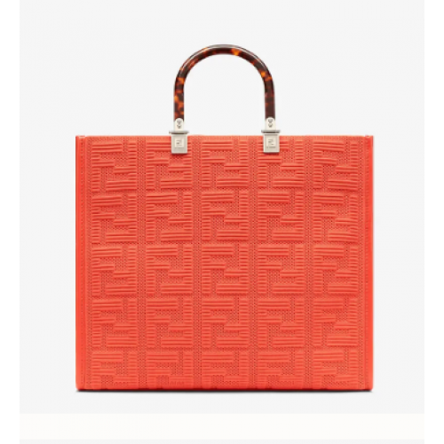 FENDI SUNSHINE MEDIUM FF fabric shopper 8BH386A red