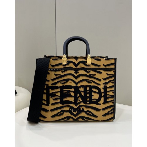 FENDI SUNSHINE MEDIUM FF fabric shopper 8BM127 brown