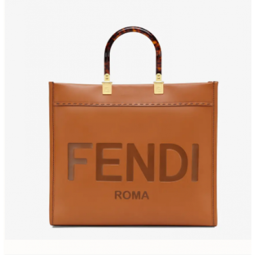 FENDI SUNSHINE MEDIUM brown leather shopper 8BH386A