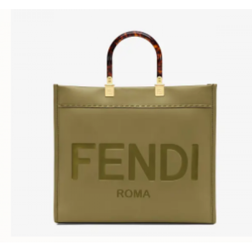 FENDI SUNSHINE MEDIUM green leather shopper 8BH386A