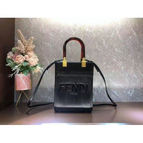 FENDI SUNSHINE SHOPPER leather mini-bag  F1620 black