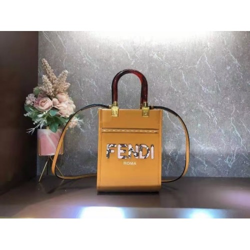 FENDI SUNSHINE SHOPPER leather mini-bag  F1620  orange