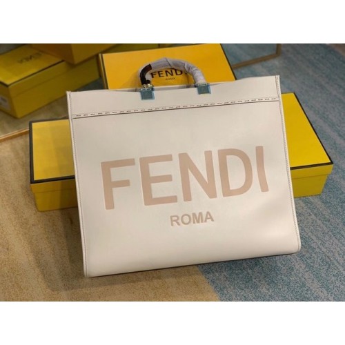 FENDI SUNSHINE large beige leather shopper 8BH387A