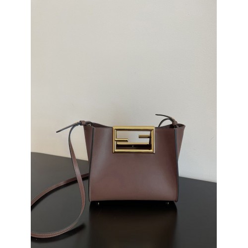 FENDI WAY small leather bag 5FB6846 Dark brown