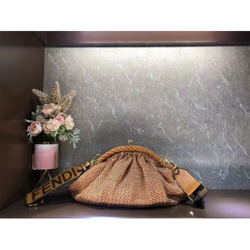 FENDI  raffia bag F7641 brown