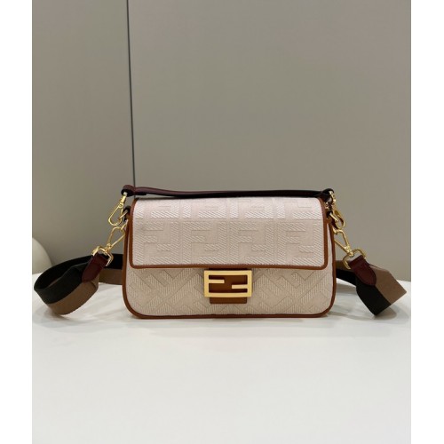 Fendi Baguette Chain FF fabric bag 8BR600A Beige